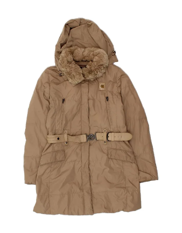Affordable Women's Attire PIERO GUIDI Womens Hooded Padded Coat UK 16 Large Beige Polyester