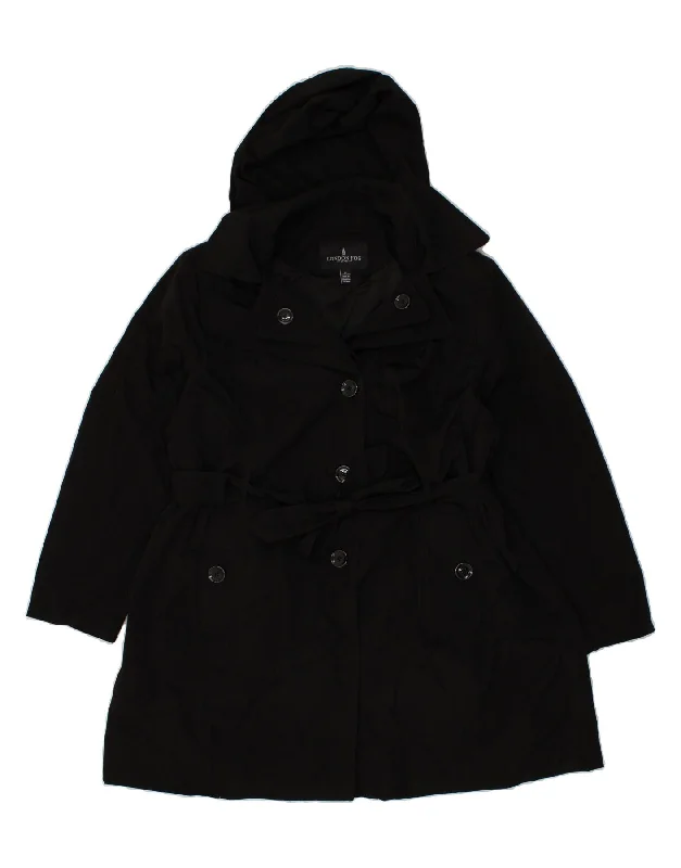 Women's Effortless Casual Outfit LONDON FOG Womens Hooded Overcoat UK 20 2XL Black Polyester