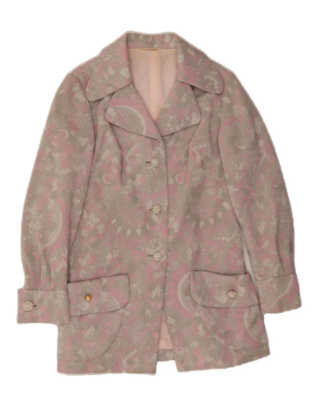 Elegant Women's Clothing VINTAGE Womens Abstract Pattern 3 Button Blazer Jacket UK 14 Medium Pink Elegant Women's Clothing VINTAGE Womens Abstract Pattern 3 Button Blazer Jacket UK 14 Medium Pink
