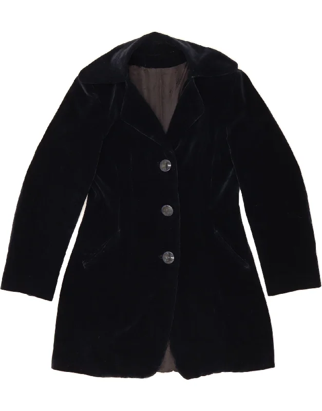 Women's Seasonal Attire VINTAGE Womens Velvet 3 Button Blazer Jacket UK 10 Small Navy Blue Women's Seasonal Attire VINTAGE Womens Velvet 3 Button Blazer Jacket UK 10 Small Navy Blue