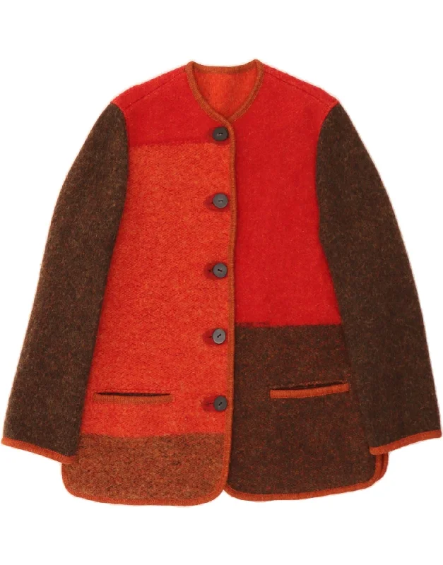 Casual Women's Clothing VINTAGE Womens Overcoat UK 14 Large Red Colourblock