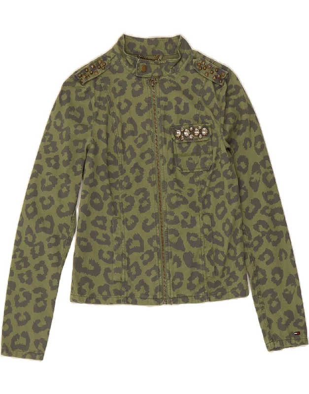 Women's Clothes And Apparel TOMMY HILFIGER Womens Bomber Jacket UK 10 Small Green Animal Print Cotton Women's Clothes And Apparel TOMMY HILFIGER Womens Bomber Jacket UK 10 Small Green Animal Print Cotton