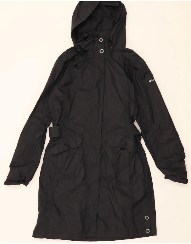 Stylish Women's Apparel COLUMBIA Womens Hooded Raincoat UK 14 Medium Black Nylon