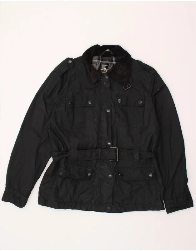 Trendy Casual Outfits CRANE Womens Military Jacket UK 14 Medium Black Cotton