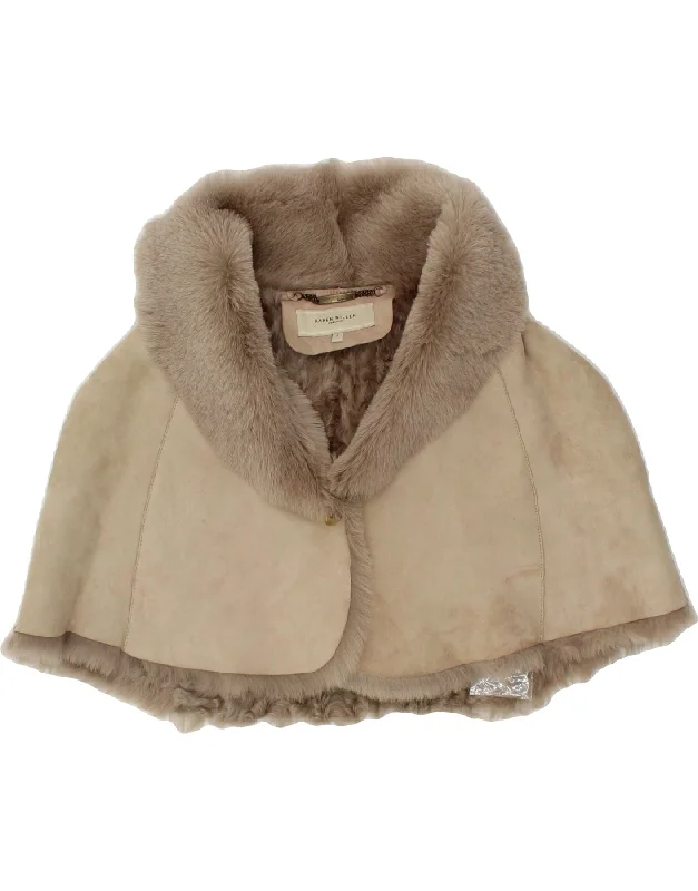 Chic Women's Outfit KAREN MILLEN Womens Shearling Poncho Coat US 2 XS Beige Sheepskin Chic Women's Outfit KAREN MILLEN Womens Shearling Poncho Coat US 2 XS Beige Sheepskin
