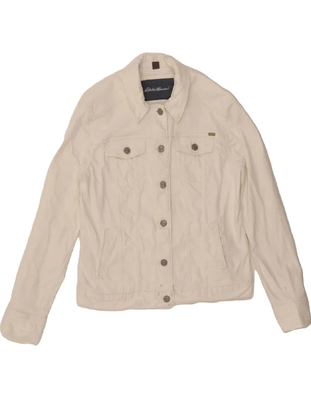 Affordable Women's Clothing EDDIE BAUER Womens Denim Jacket UK 14 Large White Cotton Affordable Women's Clothing EDDIE BAUER Womens Denim Jacket UK 14 Large White Cotton