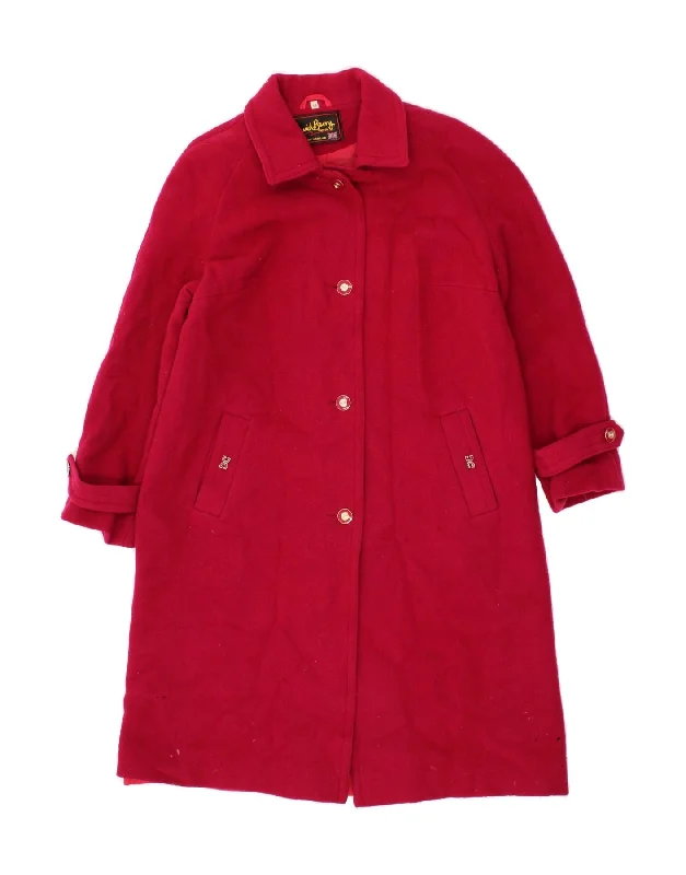 Women's Chic Outerwear Attire VINTAGE Womens Overcoat UK 18 XL Red Wool