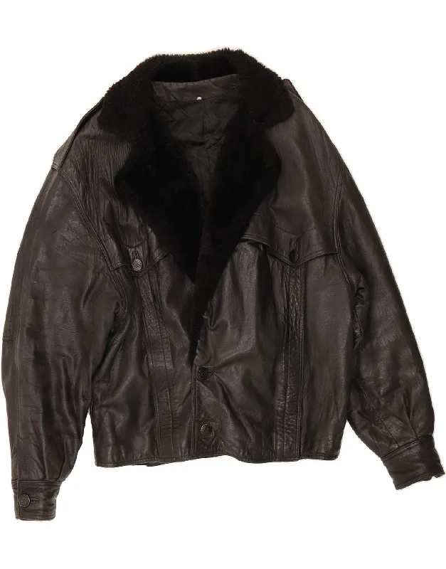 Women's Party Outfit LINEA ESSE Womens Leather Jacket IT 48 XL Black Leather