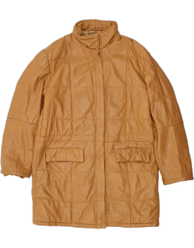 Vintage-Inspired Women's Apparel MASTERPELLE Womens Leather Coat UK 14 Large Brown