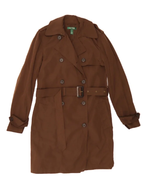 Plus Size Women's Fashion RALPH LAUREN Womens Trench Coat UK 6 XS Brown Polyester