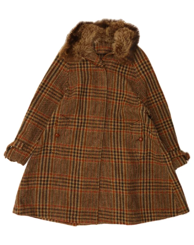 Women's Evening Clothing SPORTMAX Womens Overcoat UK 12 Medium Brown Check Wool