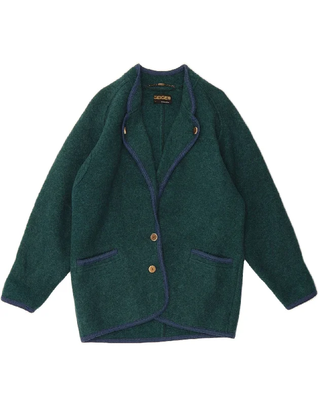 Women's Trendy Clothes GEIGER Womens 2 Button Blazer Jacket EU 38 Medium Green Wool