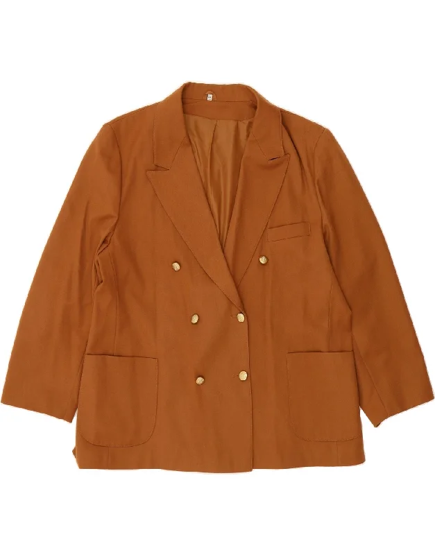 Women's Office Attire VINTAGE Womens Double Breasted Blazer Jacket UK 24 3XL Brown New Wool Women's Office Attire VINTAGE Womens Double Breasted Blazer Jacket UK 24 3XL Brown New Wool