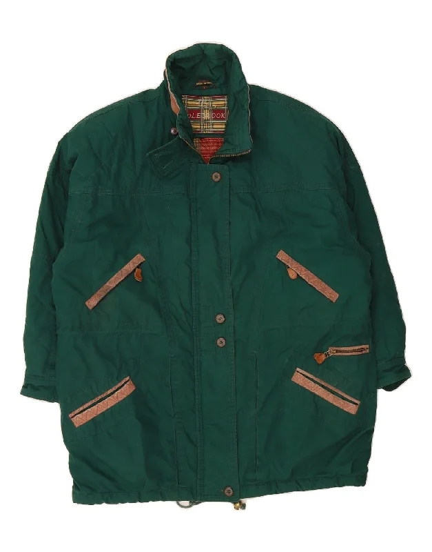 Stylish Clothes For Women COLEBROOK Womens Oversized Windbreaker Coat UK 16 Large Green Cotton