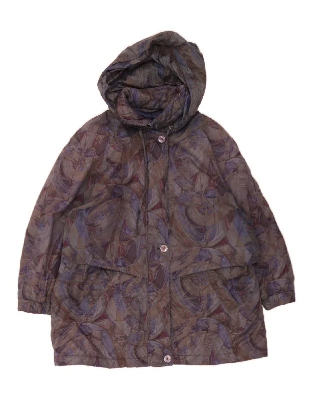 Affordable Fashion for Women CANDA Womens Abstract Pattern Hooded Windbreaker Coat UK 20 2XL Purple