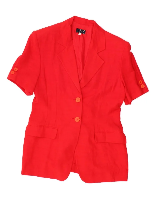 Women's Professional Attire VINTAGE Womens 2 Button Short Sleeve Blazer Jacket UK 12 Medium Red