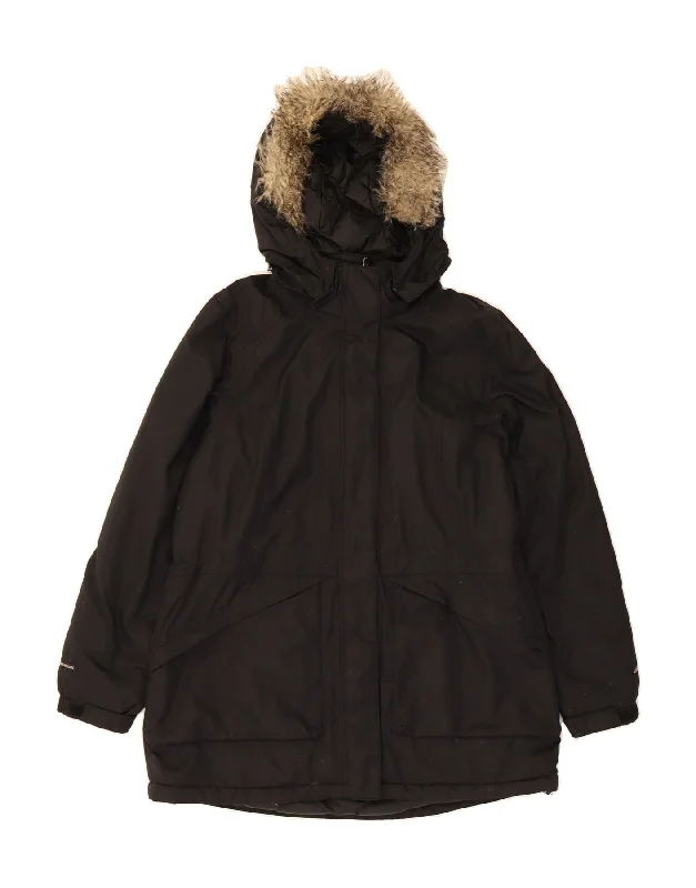 Women's Clothing Boutique EDDIE BAUER Womens Hooded Parka Jacket UK 16 Large Black Polyester