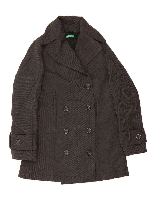 Women Wear Boutique BENETTON Womens Pea Coat IT 42 Medium Grey
