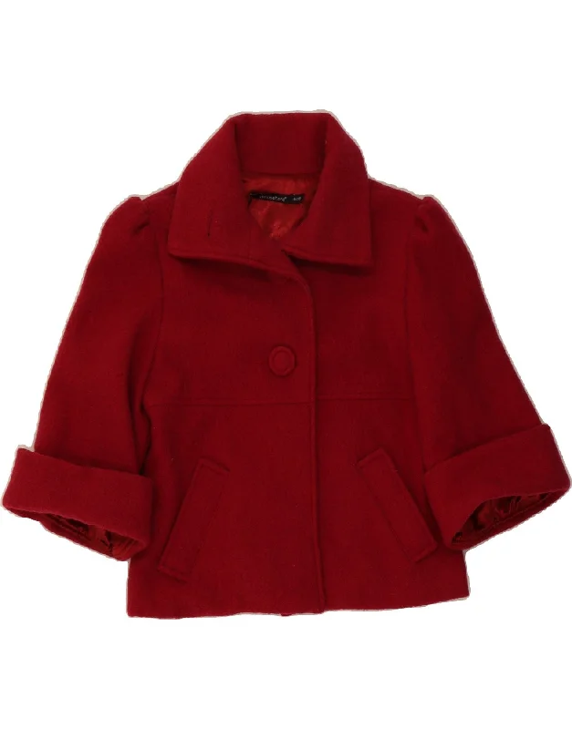 Business Casual Outfits ATMOSPHERE Womens 3/4 Sleeve Overcoat UK 8 Small Red Wool