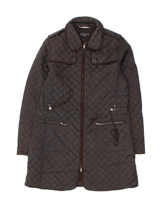 Chic And Comfortable HOBBS Womens Quilted Overcoat UK 12 Medium Black Polyamide