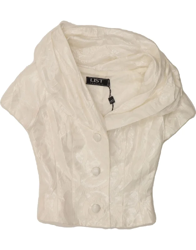 Women's Professional Attire LIST BOUTIQUE Womens 3 Button Short Sleeve Blazer Jacket IT 40 Small White Women's Professional Attire LIST BOUTIQUE Womens 3 Button Short Sleeve Blazer Jacket IT 40 Small White