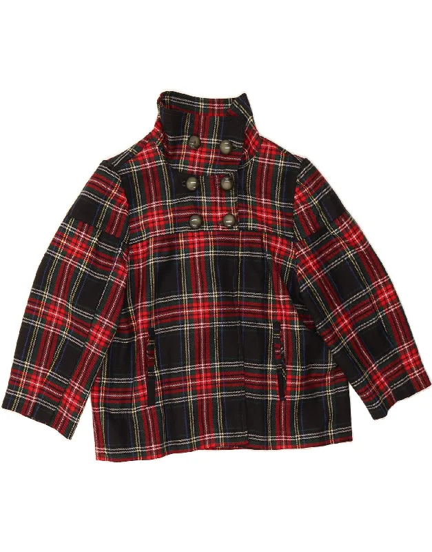 Versatile Women's Fashion VINTAGE Womens 3/4 Sleeve Overcoat UK 14 Medium Red Check