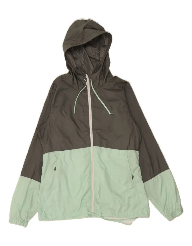 Affordable Women's Clothing COLUMBIA Womens Hooded Rain Jacket UK 10 Small Grey Colourblock Polyester
