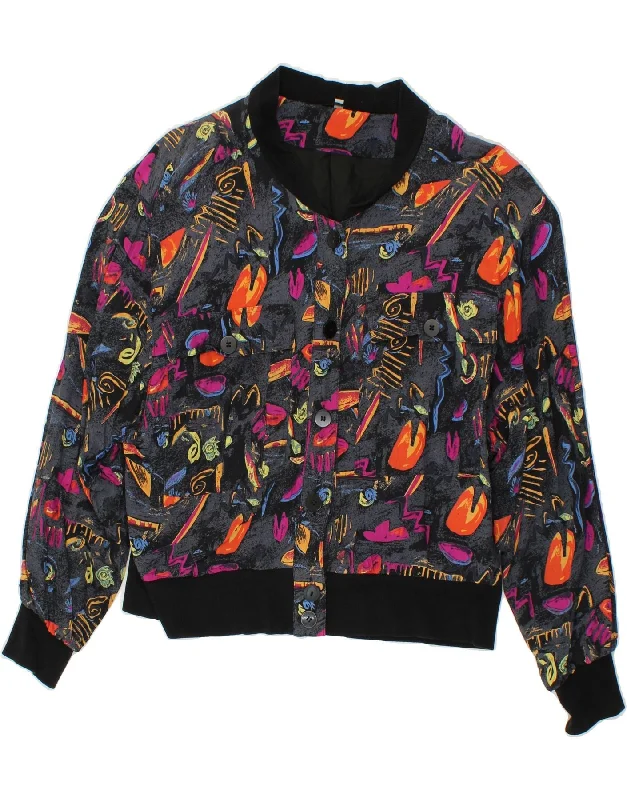 Casual Chic Women's Clothes VINTAGE Womens Oversized Bomber Jacket EU 40 Medium Multicoloured