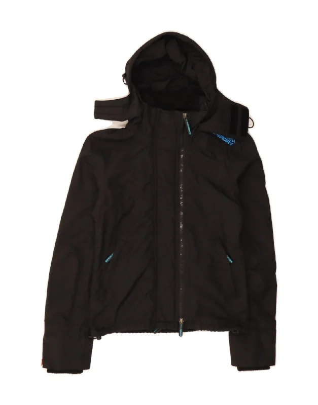 Women's Evening Outfit SUPERDRY Womens Hooded Windbreaker Jacket UK 6 XS Black Nylon Women's Evening Outfit SUPERDRY Womens Hooded Windbreaker Jacket UK 6 XS Black Nylon