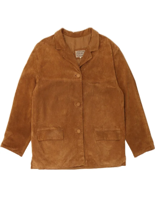 Affordable Luxury Women's Apparel VINTAGE Womens Suede Jacket IT 40 Small Brown Leather