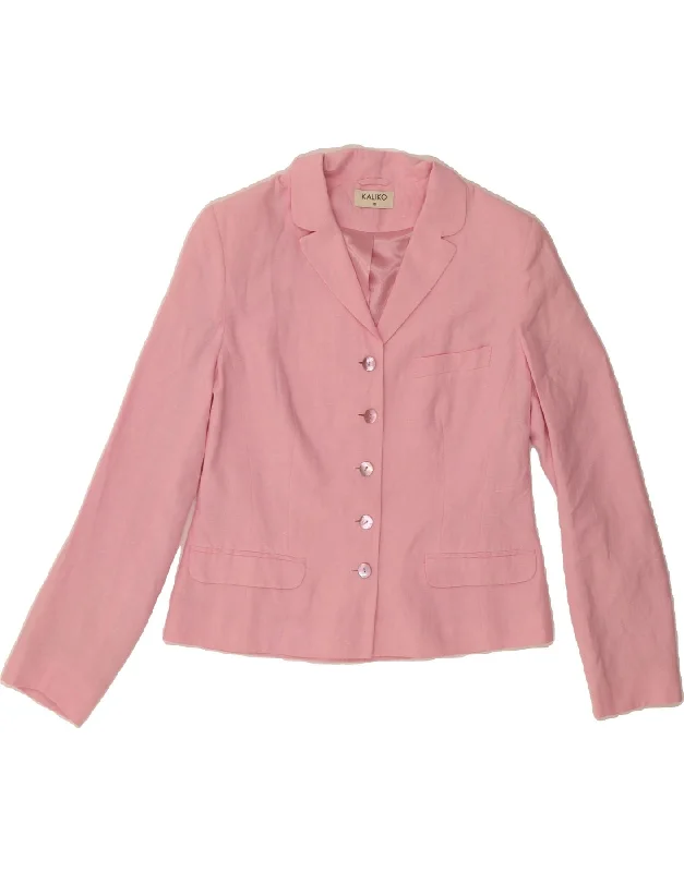 Comfortable Women's Apparel KALIKO Womens 5 Button Blazer Jacket UK 12 Medium  Pink Linen