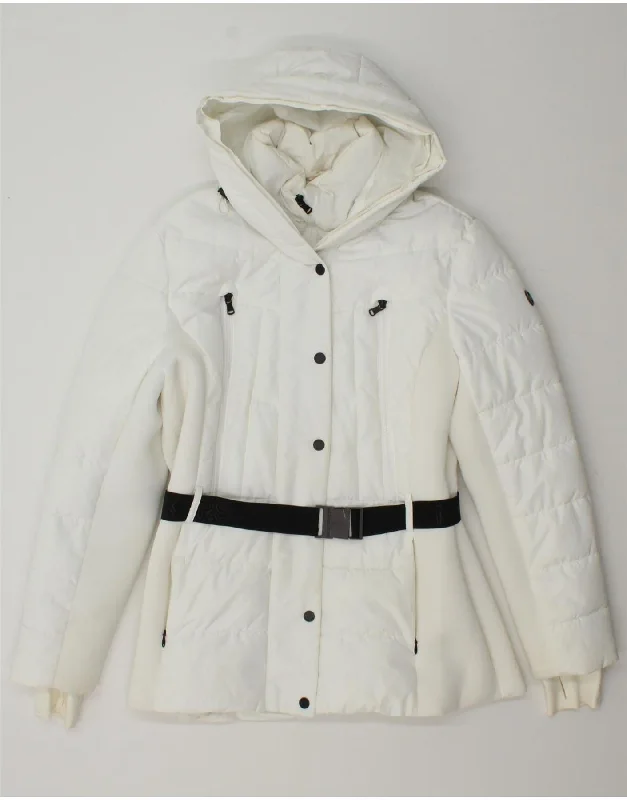 Women's Evening Clothes MICHAEL KORS Womens Hooded Padded Coat UK 16 Large White Polyester Women's Evening Clothes MICHAEL KORS Womens Hooded Padded Coat UK 16 Large White Polyester
