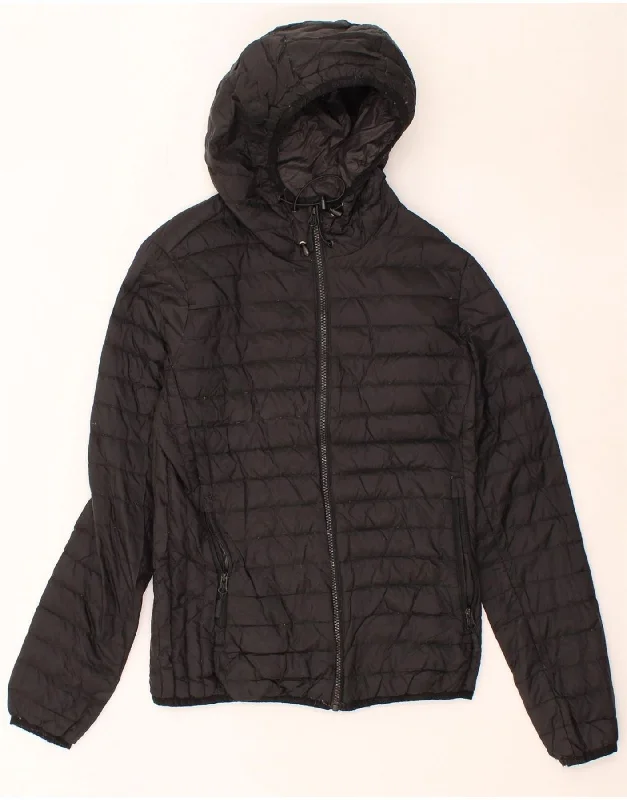Sale Clearance SUPERDRY Womens Hooded Padded Jacket UK 10 Small  Black Nylon