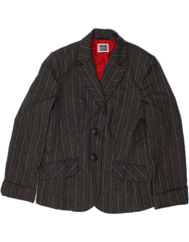 Clearance Sale PERTE BY KRIZIA Womens 2 Button Blazer Jacket UK 16 Large Grey Striped