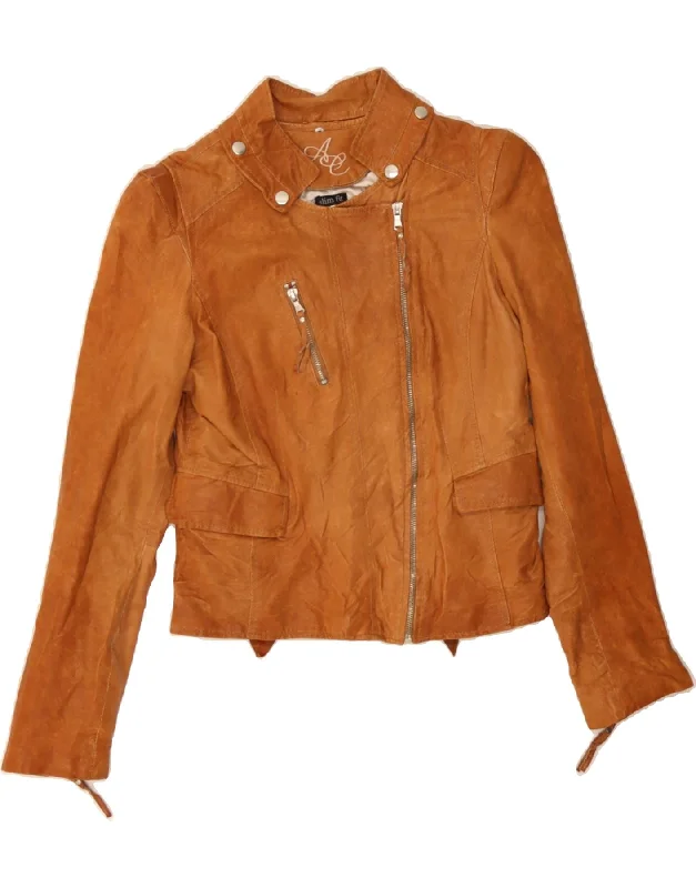 Vintage Women's Fashion ARMA Womens Leather Jacket UK 12 MedIum Brown Leather