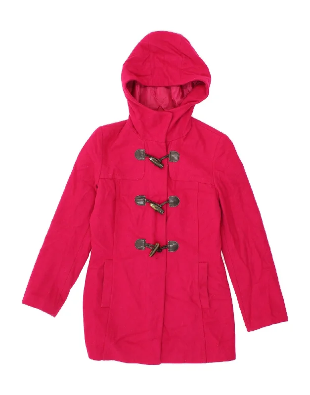 Trendy Outfits For Girls BENETTON Womens Hooded Duffle Jacket UK 8 Small Pink Wool