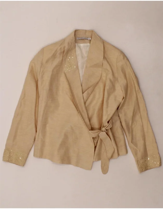 Stylish Women's Outerwear Apparel VINTAGE Womens Blazer Jacket UK 12 Medium  Beige Linen