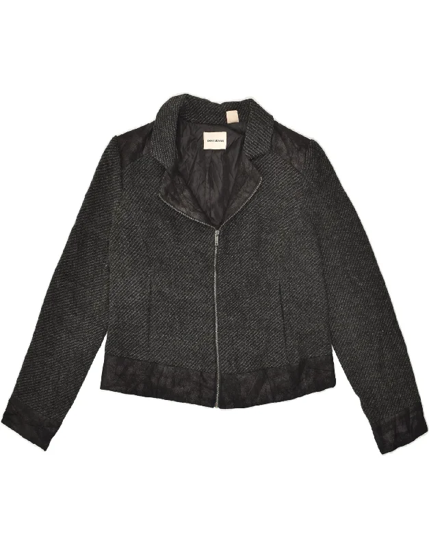 Clothes Women DKNY Womens Bomber Jacket UK 12 Medium Grey Polyester