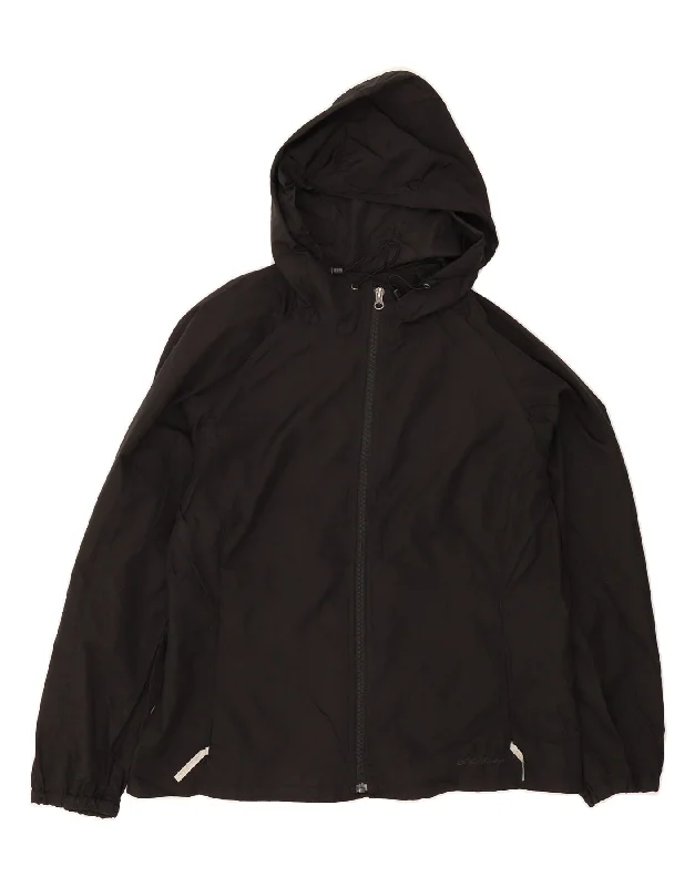 Women Apparel EDDIE BAUER Womens Hooded Rain Jacket UK 16 Large Black Polyester