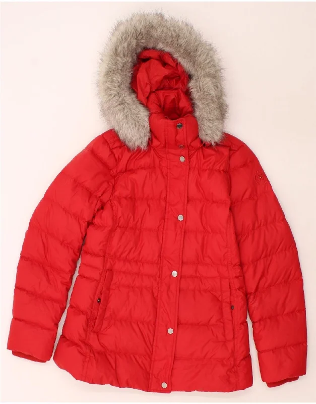 Online Boutiques Best TOMMY HILFIGER Womens Hooded Padded Jacket UK 14 Medium Red Polyester Online Boutiques Best TOMMY HILFIGER Womens Hooded Padded Jacket UK 14 Medium Red Polyester