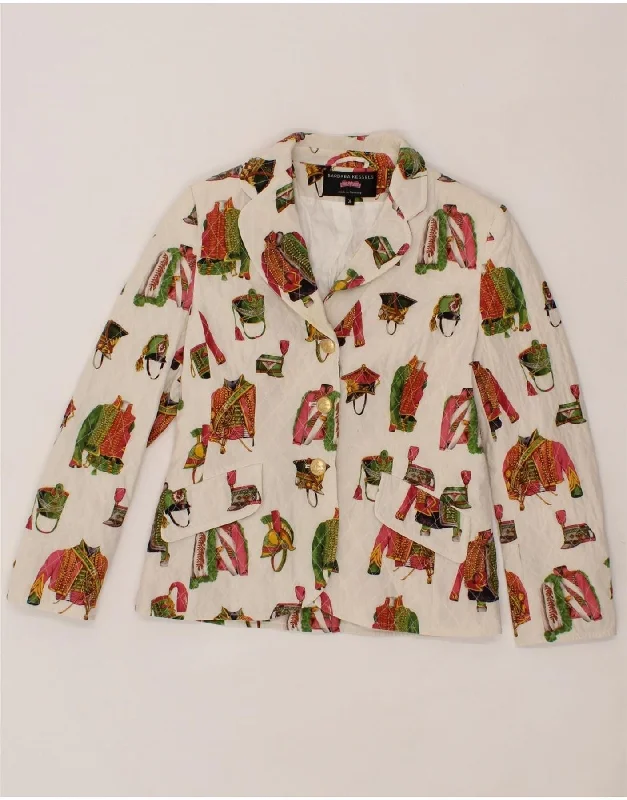 Elegant Fashion BARBARA KESSELS Womens Graphic 3 Button Blazer Jacket EU 36 Small White Elegant Fashion BARBARA KESSELS Womens Graphic 3 Button Blazer Jacket EU 36 Small White