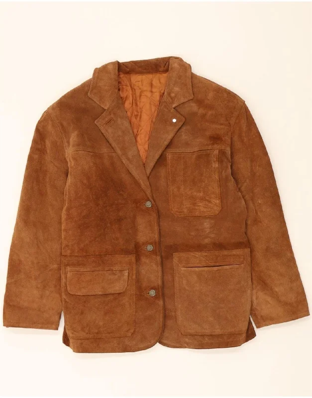 Fashionable Women's Wardrobe VINTAGE Womens Suede Jacket EU 44 XL Brown Leather