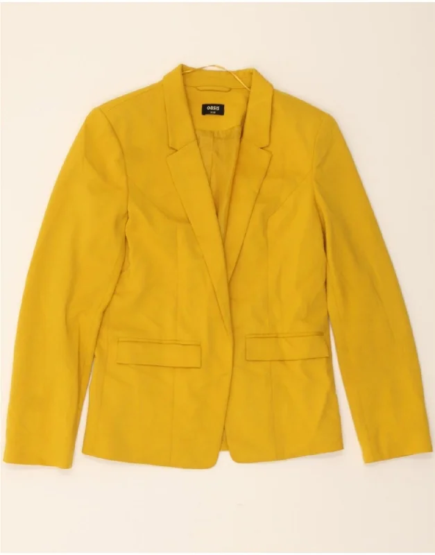 Stylish Women's Apparel OASIS Womens Open Blazer Jacket UK 12 Medium Yellow Polyester Stylish Women's Apparel OASIS Womens Open Blazer Jacket UK 12 Medium Yellow Polyester