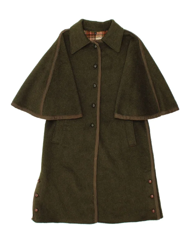 Relaxed Fashion VINTAGE Womens Cape Coat IT 40 Small Khaki Wool