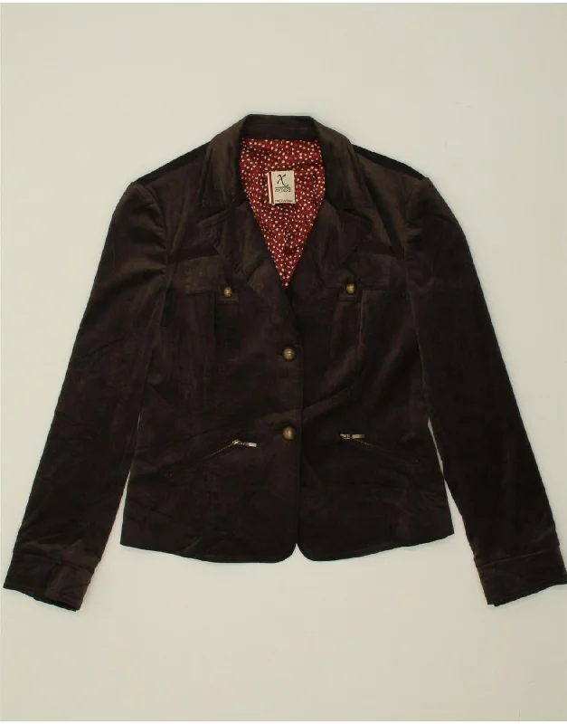 Women's Holiday Clothes EXTESA Womens 2 Button Blazer Jacket UK 12 Medium Brown Viscose
