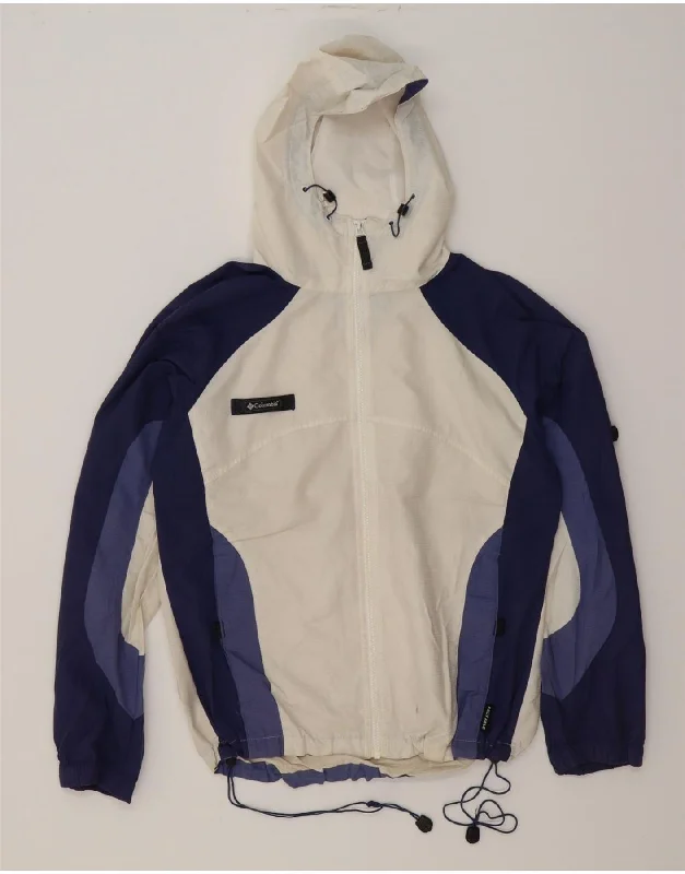 Chic Women's Clothing Online COLUMBIA Womens Hooded Rain Jacket UK 14 Medium White Colourblock