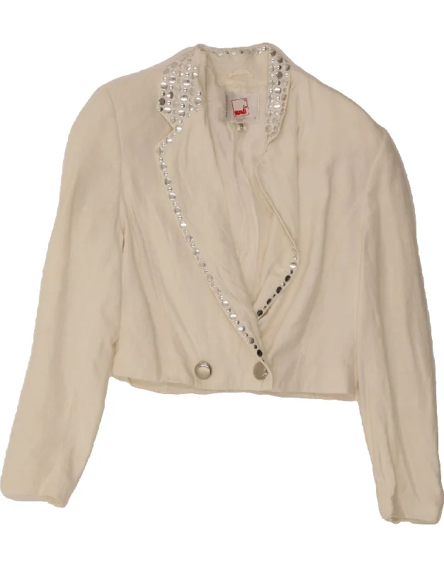 Women's Romantic Outfit MONDI Womens Crop Double Breasted Blazer Jacket EU 34 XS White Linen Women's Romantic Outfit MONDI Womens Crop Double Breasted Blazer Jacket EU 34 XS White Linen
