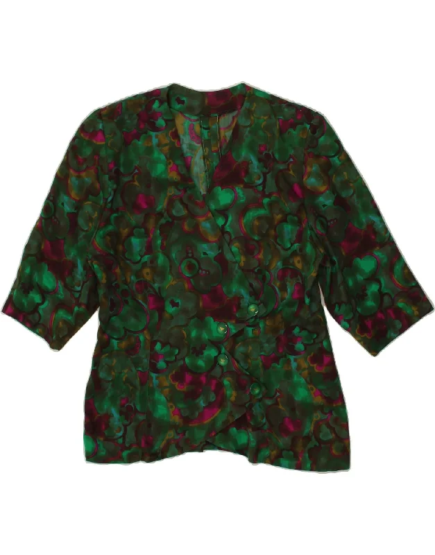 Classic Women's Apparel VINTAGE Womens 4 Button Blazer Jacket UK 12 Medium Green Floral