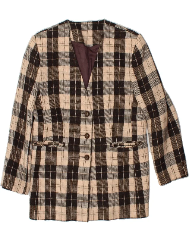 Women's Clothing For Special Occasions VINTAGE Womens 3 Button Blazer Jacket UK 14 Large Beige Check Acetate Women's Clothing For Special Occasions VINTAGE Womens 3 Button Blazer Jacket UK 14 Large Beige Check Acetate