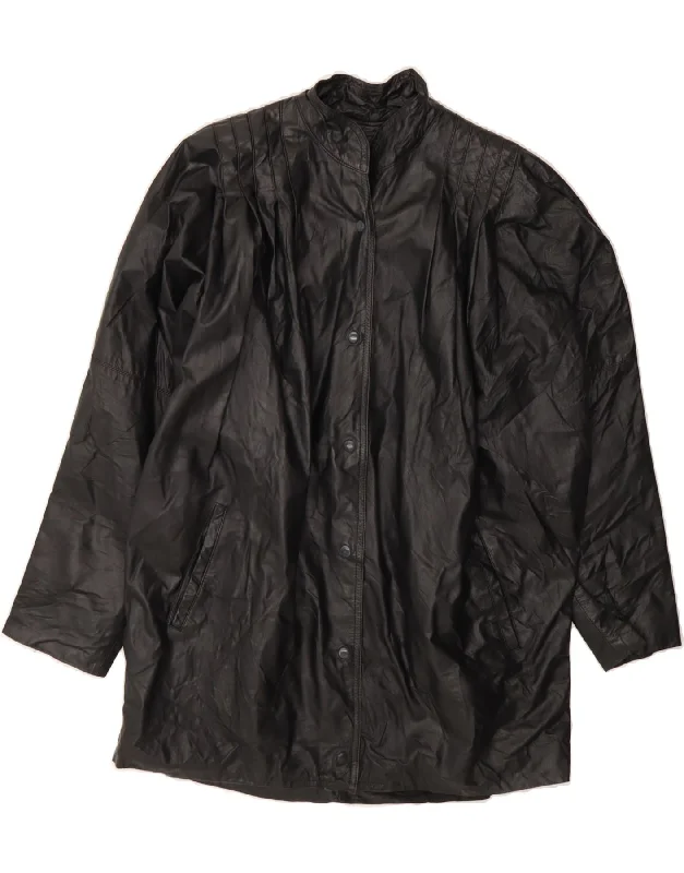 Online Boutiques Affordable VINTAGE Womens Leather Jacket UK 20 2XL Black